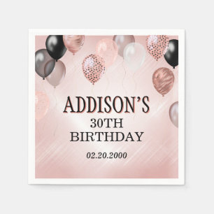 Birthday Rose Gold Balloons Napkins