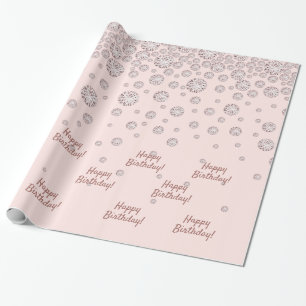 Birthday rose gold blush diamonds wrapping paper