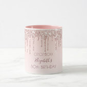Birthday rose gold blush glitter drips name mug (Center)