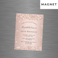 Birthday rose gold blush glitter magnet invitation