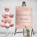 Birthday rose gold blush glitter welcome foam board<br><div class="desc">A welcome board for a girly and glamorous 21st (or any age) birthday party.  A rose gold gradient background decorated with faux glitter.  Personalize and add a name and age 21.  Gray letters. 
Back: no design</div>