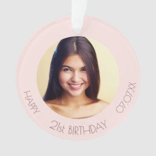 Birthday rose gold blush photo elegant simple ornament