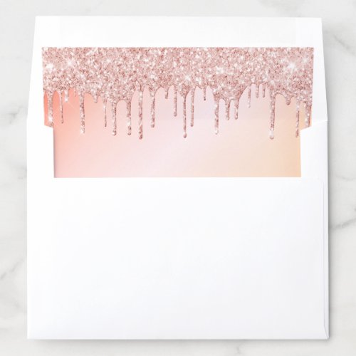 Birthday rose gold blush pink glitter drips glam envelope liner