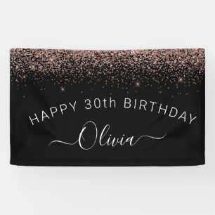 Birthday Rose Gold Blush Pink Glitter Girly Banner