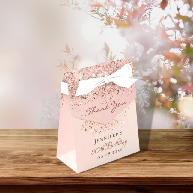 Birthday rose gold blush pink thank you  favor boxes (Creator Uploaded)