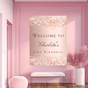 Birthday rose gold blush pink welcome poster
