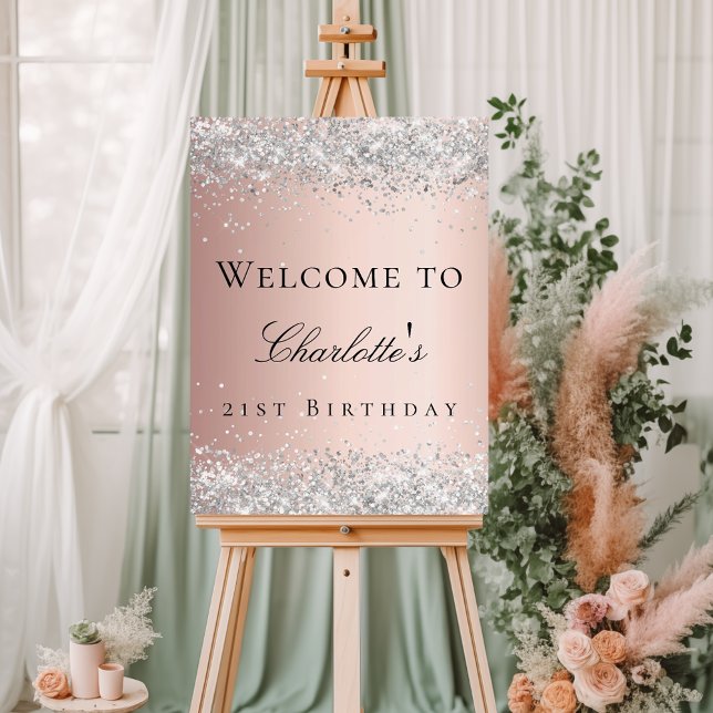 Birthday rose gold blush silver welcome foam board (Creator Uploaded)