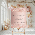 Birthday rose gold blush welcome foam board<br><div class="desc">A welcome board for a girly and glamorous 21st (or any age) birthday party.  A rose gold gradient background decorated. Personalize and add a name and age 21.  Gray letters. 
Back: no design</div>