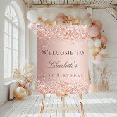 70th birthday party rose gold welcome foam board