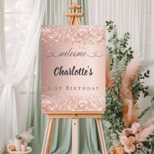 Birthday rose gold blush welcome foam board