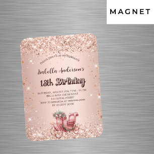 Birthday rose gold carriage luxury invitation magnet