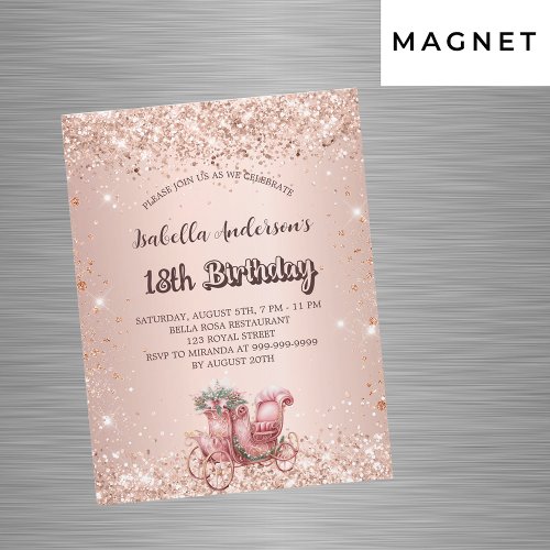 Birthday rose gold carriage luxury magnetic invitation