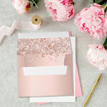 Birthday rose gold confetti return address envelope<br><div class="desc">Girly and glamorous. A rose gold gradient background with confetti. Personlize and add a name and your return address. The name is written with a modern and trendy handlettered style script. Perfect for birthday party invitations!</div>