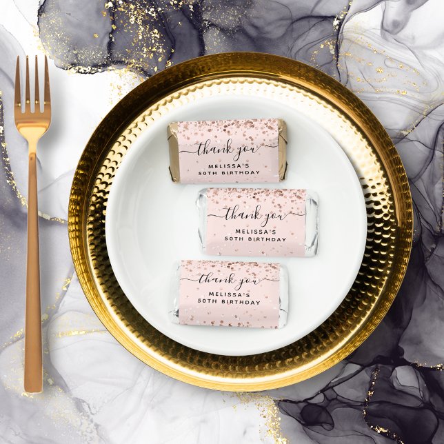 Birthday rose gold confetti thank you hershey's miniatures (Creator Uploaded)