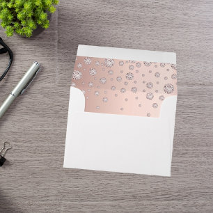 Birthday rose gold diamonds sprinkle chic glam envelope