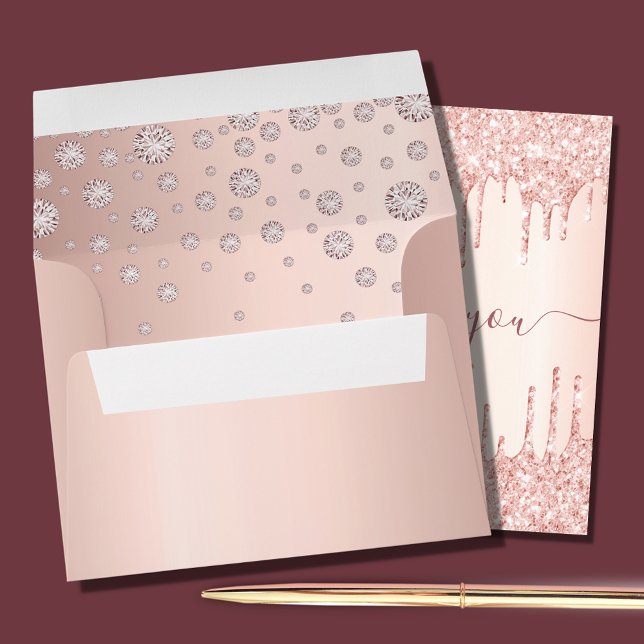 Birthday rose gold diamonds sprinkle chic glam envelope (Creator Uploaded)