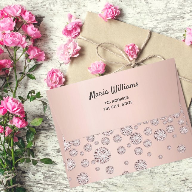 Birthday rose gold diamonds sprinkle chic glam envelope (Creator Uploaded)