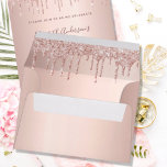 Birthday rose gold drips envelope<br><div class="desc">Girly and glamorous. A rose gold background with elegant rose gold drips,  paint drip look. Templates for a name and address. The name is written with a modern and trendy handlettered style script. Gray colored letters.  Perfect for birthday party invitations!</div>