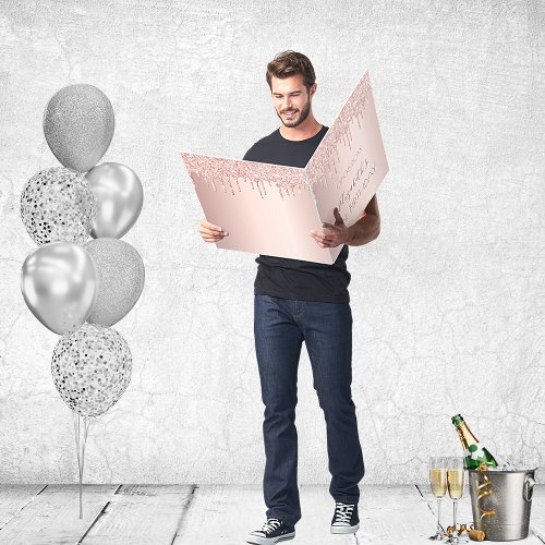 Birthday rose gold drips pink greeting