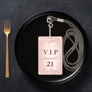 Birthday rose gold drips pink vip badge
