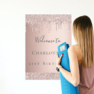 Birthday rose gold drips welcome poster