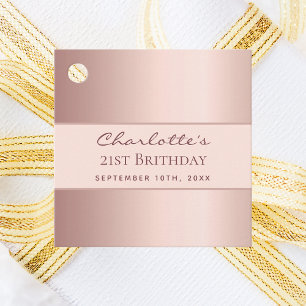 Birthday rose gold elegant thank you favor tags