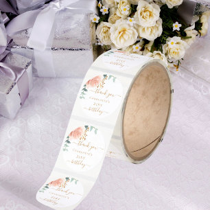 Birthday rose gold floral eucalyptus thank you classic round sticker