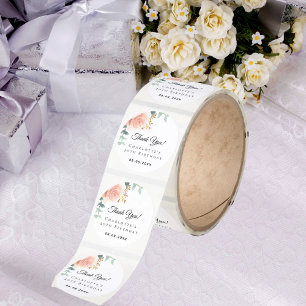 Birthday rose gold floral eucalyptus thank you  classic round sticker