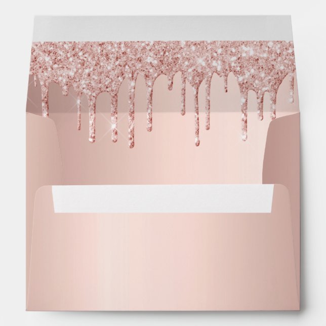 Birthday rose gold glitter drips  envelope (Back (Bottom))