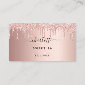Birthday rose gold glitter drips party RSVP Enclosure Card (Back)