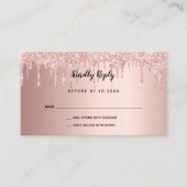 Birthday rose gold glitter drips party RSVP Enclosure Card (Front)