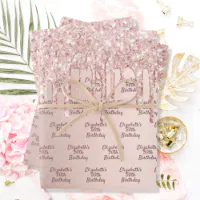 Pink Glitter Happy Birthday Wrapping Paper
