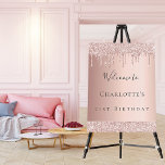 Birthday rose gold glitter drips welcome foam board<br><div class="desc">A welcome board for a girly and glamorous 21st (or any age) birthday party.  A rose gold background decorated with faux glitter drips,  paint dripping look.  Personalize and add a name and age 21.  Gray letters. 
Back: no design</div>