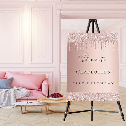 Birthday rose gold glitter drips welcome foam board