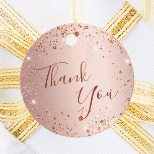 Birthday rose gold glitter dust thank you favor tags