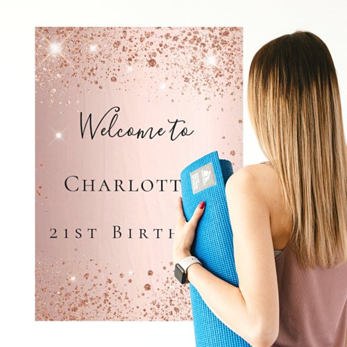 Birthday rose gold glitter dust welcome foam board