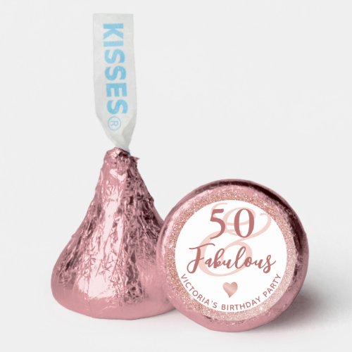 Birthday Rose Gold Glitter Elegant 50 and Fabulous Hersheys Kisses