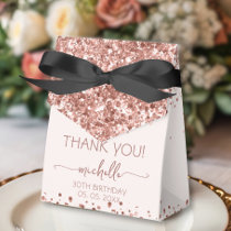 Birthday Rose Gold Glitter Monogram Thank You  Favor Boxes