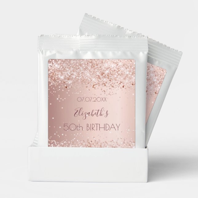 Birthday rose gold glitter name margarita drink mix (Pair)