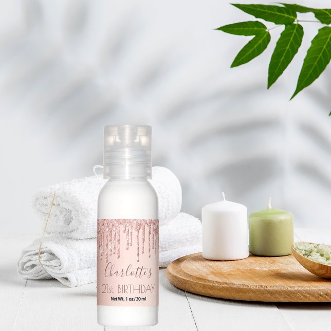 Birthday rose gold glitter pink luxurious favor hand lotion (Creator Uploaded)