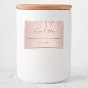 Birthday rose gold glitter pink sparkle homemade food label