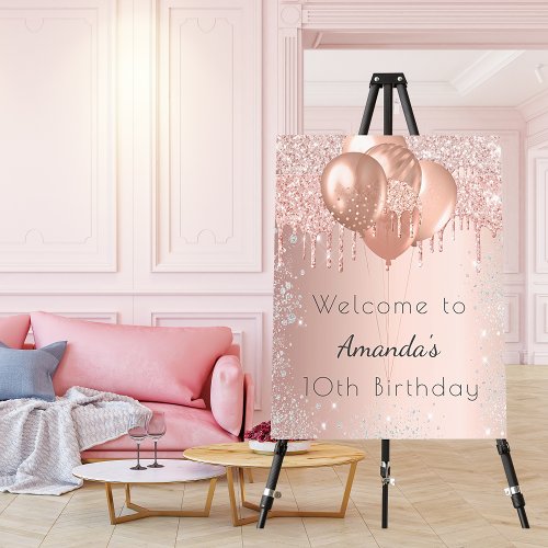 Birthday rose gold glitter silver welcome  foam board