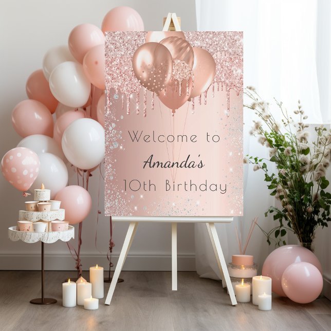 Birthday rose gold glitter silver welcome  foam board (Creator Uploaded)
