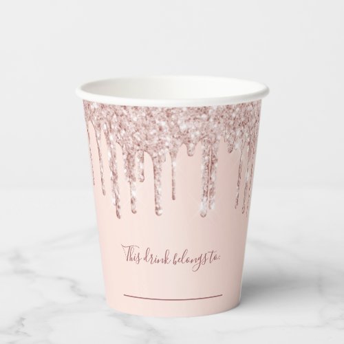 Birthday rose gold glitter this drink belongs to paper cups