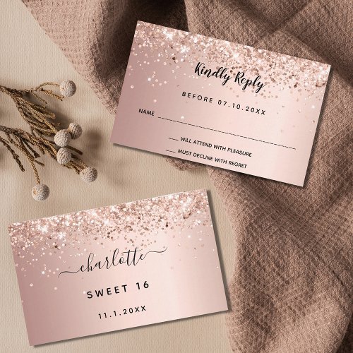 Birthday rose gold party RSVP  Enclosure Card