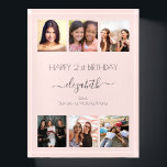 Birthday rose gold photo collage friends paperweight<br><div class="desc">A gift from friends for a woman's 21st birthday, celebrating her life with a collage of 6 of your high quality photos of her, her friends, family, interest or pets. Personalize and add her name, age 21 and your names. Dark gray text. A girly rose gold, blush pink background color....</div>
