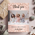 Birthday rose gold photo glitter thank you card<br><div class="desc">A birthday Thank You photo card.  A rose gold background decorated with faux glitter,  sparkles.  Personalize and add your photo and thank you note.</div>