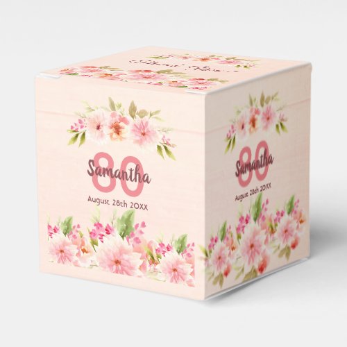 Birthday rose gold pink florals wood thank you favor boxes