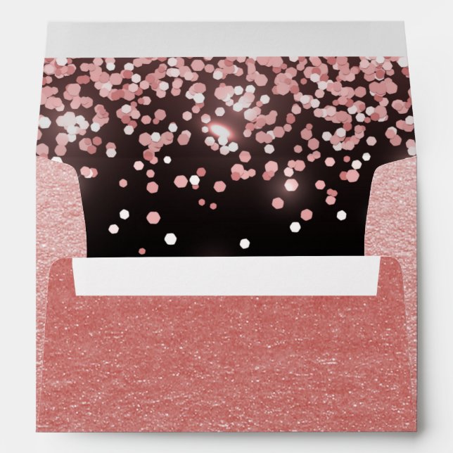 Birthday rose gold pink glitter glam envelope (Back (Bottom))