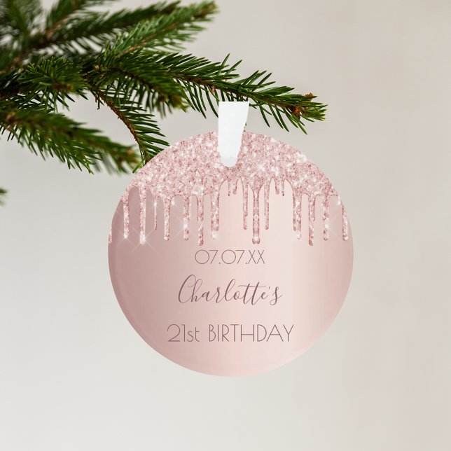 Birthday rose gold pink name ornament (Creator Uploaded)
